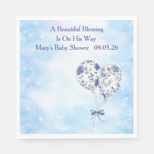Serviette En Papier Ensemble de vaisselle pour baby shower Blue Chinoi
