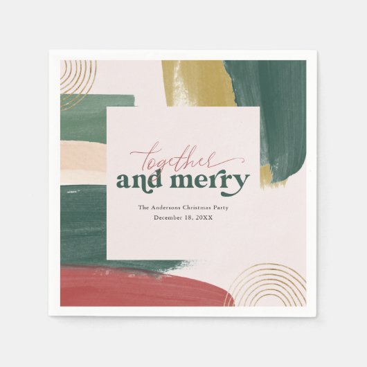 Serviette En Papier Ensemble & Joyeux | Serviettes de fête de Noël mod (Devant)