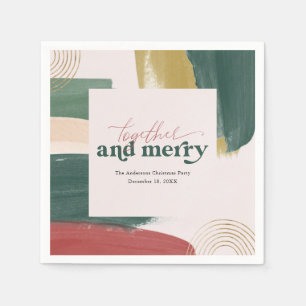 Serviette En Papier Ensemble & Joyeux   Serviettes de Noël modernes