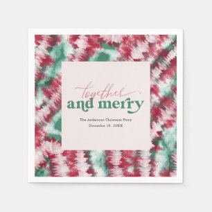 Serviette En Papier Ensemble & Joyeux   Tie Dye moderne de Noël