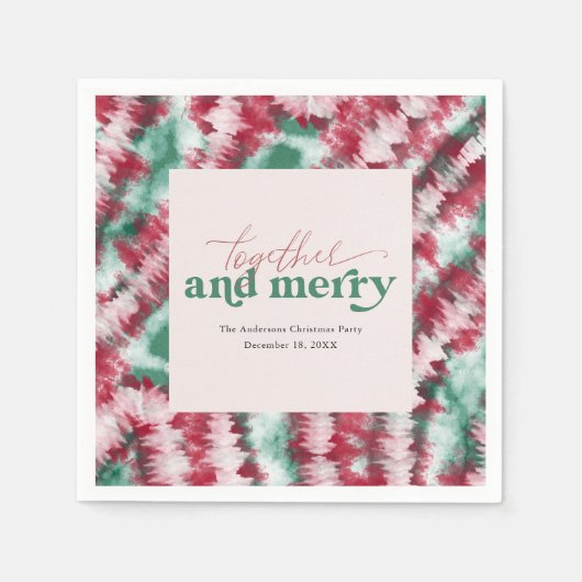 Serviette En Papier Ensemble & Joyeux | Tie Dye moderne de Noël (Devant)