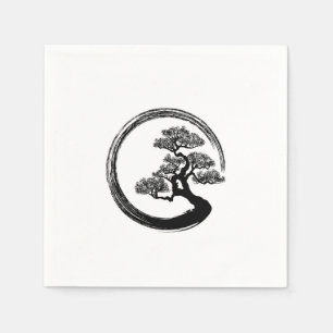 Serviette En Papier Enso Zen Circle et Bonsai Tree