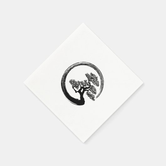 Serviette En Papier Enso Zen Circle et Bonsai Tree (Coin)