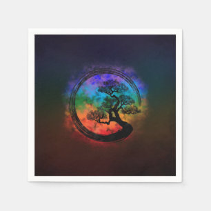 Serviette En Papier Enso Zen Circle et Bonsai Tree Nebula