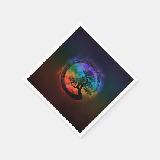 Serviette En Papier Enso Zen Circle et Bonsai Tree Nebula (Coin)