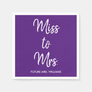 Serviette En Papier Enterrement de vie de jeune fille Miss to Mrs Purp