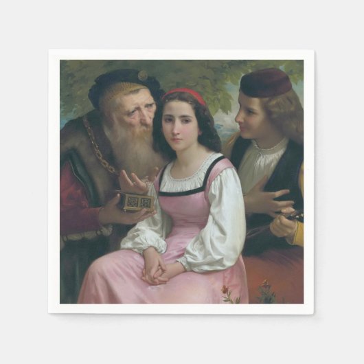 Serviette En Papier Entre Riches et Amour (par Bouguereau) (Devant)