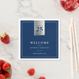 Serviette En Papier ENTREPRISE ANNIVERSAIRE affaires blanc marine arge