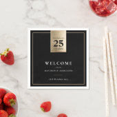 Serviette En Papier ENTREPRISE ANNIVERSAIRE affaires noir blanc or (En situation)