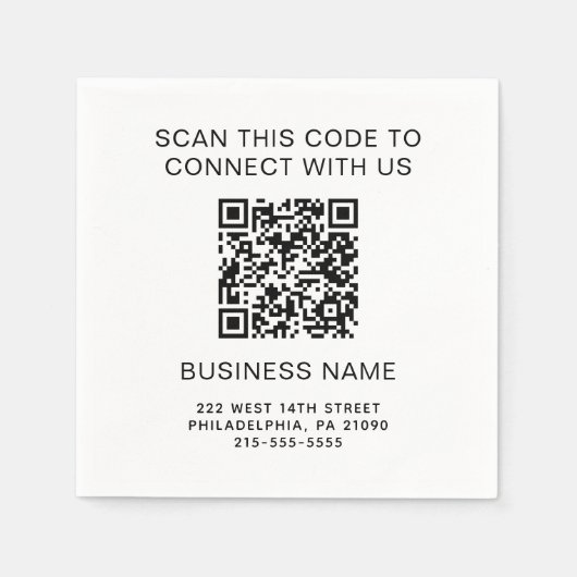 Serviette En Papier Entreprise moderne QR Code Promo (Devant)