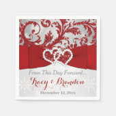 Serviette En Papier Enveloppé dans l'amour Coeurs joints Mariage servi (Devant)