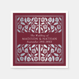 Serviette En Papier Épée Royale Médiévale Argentée Rouge de Mariage