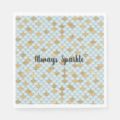 Serviette En Papier Éperche de Parties scintillant en or bleu sirène (Devant)