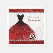 Serviette En Papier Éperche en diamant rouge Glam Quinceañera (Devant)
