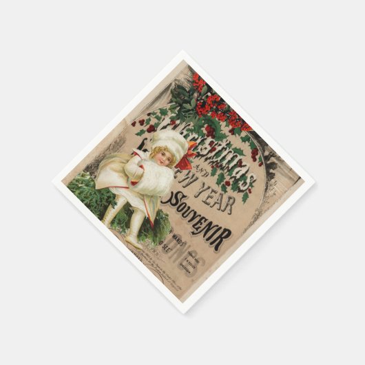 Serviette En Papier Ephemera Noël Nouvel An Poster Souvenir (Coin)