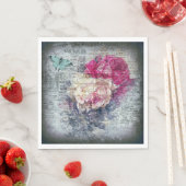Serviette En Papier Ephemera Papillon floral Newsprint Decoupage (En situation)