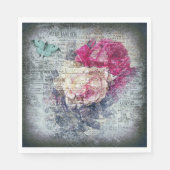 Serviette En Papier Ephemera Papillon floral Newsprint Decoupage (Devant)