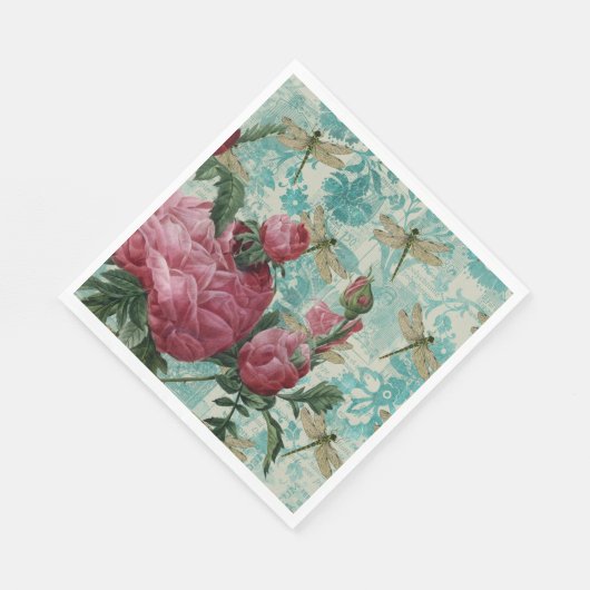 Serviette En Papier Ephémère de libellule rose (Coin)