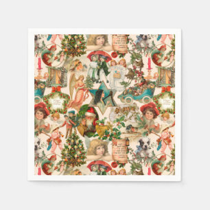 Serviette En Papier Ephémère de Noël Vintage Fun, Festif et coloré