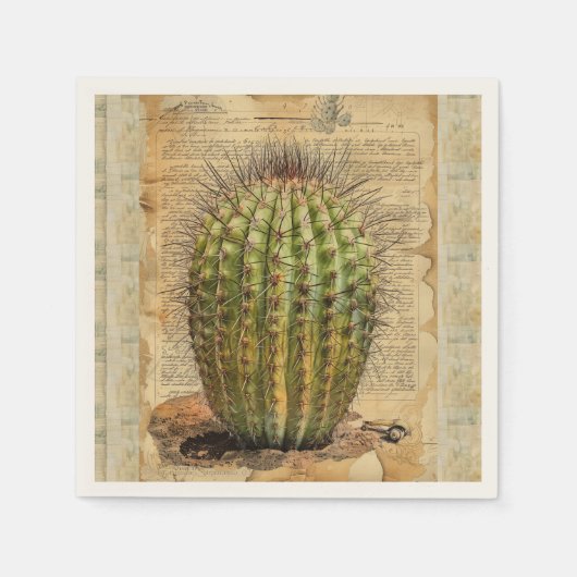 Serviette En Papier Ephémère du Plante Barrel Cactus (Devant)