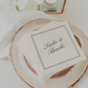 Serviette En Papier Épicéa fumé Écriture classique de mariage
