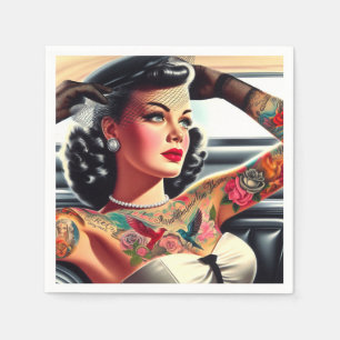 Serviette En Papier Épingle à tatouage de Glam rétro