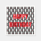 Serviette En Papier épingles de bowling d'anniversaire sur noir (Devant)