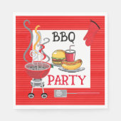 Serviette En Papier Épinglette rouge rayée pour fête BBQ (Devant)