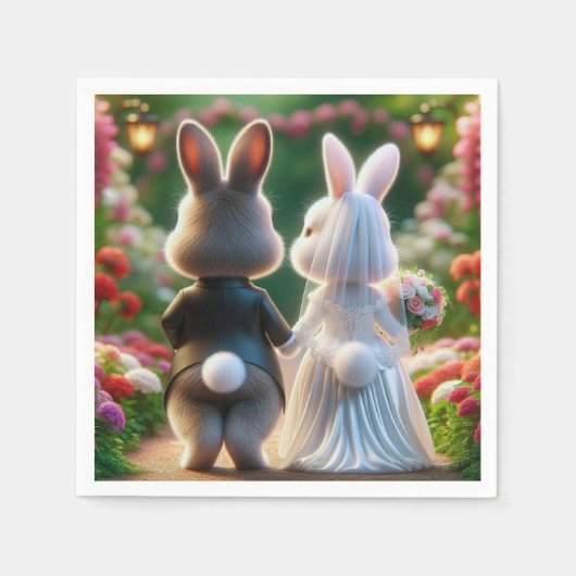 Serviette En Papier Épouse de lapin et salle (Devant)