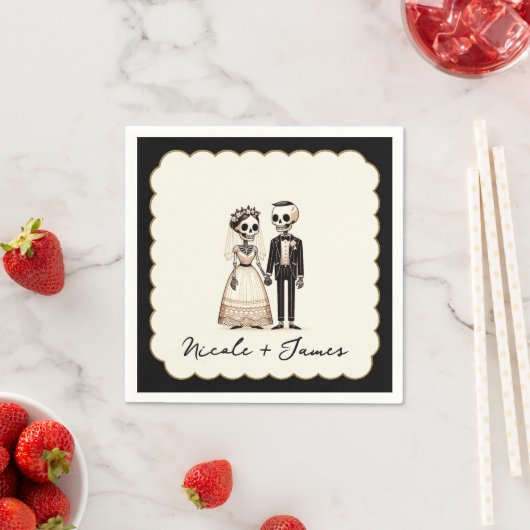 Serviette En Papier Épouse de squelette de dessin + Mariage géant (En situation)
