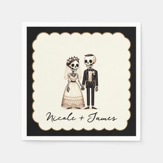 Serviette En Papier Épouse de squelette de dessin + Mariage géant (Devant)