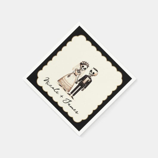 Serviette En Papier Épouse de squelette de dessin + Mariage géant (Coin)