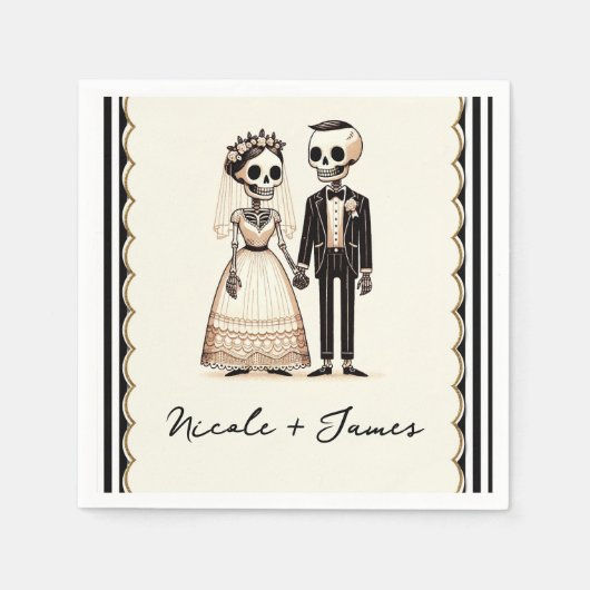 Serviette En Papier Épouse de squelette de dessin + Mariage géant (Devant)