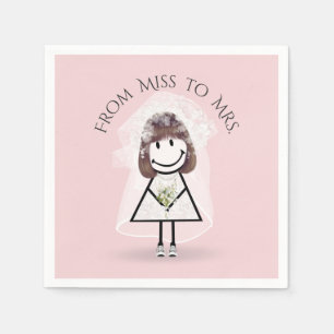 Serviette En Papier Épouse fille en Basket avec Daisy Bouquet