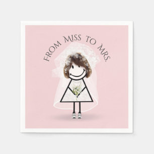 Serviette En Papier Épouse fille en Basket avec Daisy Bouquet