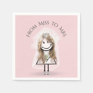 Serviette En Papier Épouse fille en Basket avec Daisy Bouquet