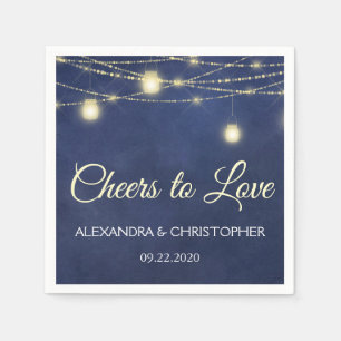 Serviette En Papier Épouser de lumières de pot et de ficelle de maçon