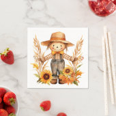 Serviette En Papier Épouvantail d'automne lunaire, tournesols, congé d (En situation)