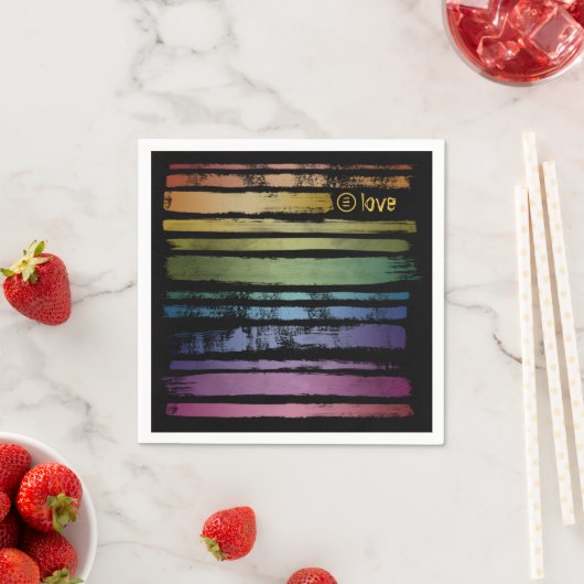 Serviette En Papier Equality Love Rainbow Brush Strokes LGBTQ ID656 (En situation)