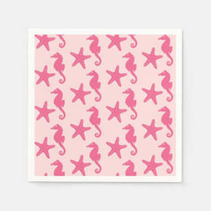 Serviette En Papier Équestre et étoile de mer - corail rose