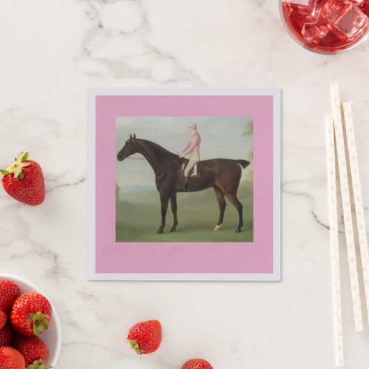 Serviette En Papier Equestrian Cocktail Napkin (En situation)