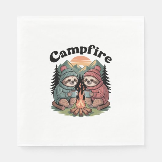 Serviette En Papier Équipe de camping Sloth Feu de camp officiel (Devant)