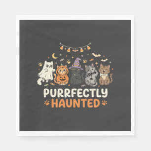 Serviette En Papier Équipe de chat hanté d'Halloween