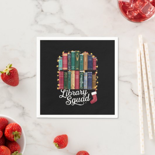 Serviette En Papier Équipe de lecture de la bibliothèque de Noël amour (En situation)