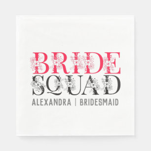 Serviette En Papier Équipe de mariées Pink Bachelorte Party Bridesma