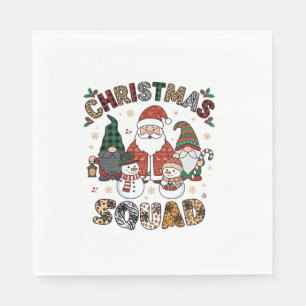 Serviette En Papier Équipe de Noël Père Noël Gnomes Bonhommes de neige