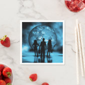 Serviette En Papier Équipe d'entreprise Silhouette Futuriste (En situation)