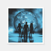 Serviette En Papier Équipe d'entreprise Silhouette Futuriste (Devant)