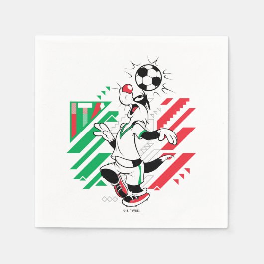 Serviette En Papier Équipe d'Italie de football Graphique SYLVESTER™ (Devant)