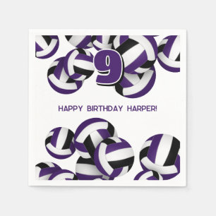 Serviette En Papier équipe violette noir couleurs volley-ball enfants 